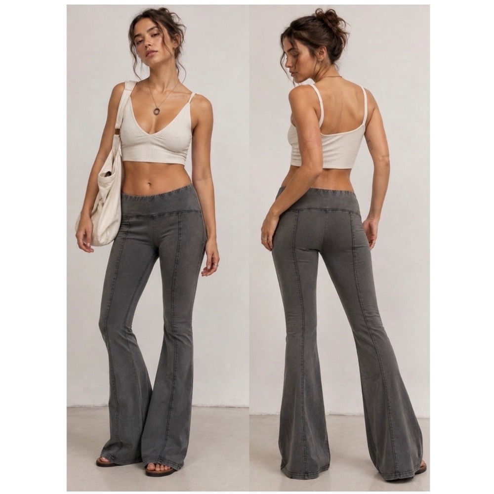 Urban Outfitters Out From Under Women's M Aria Seamed Flare Pants Gray Y2K